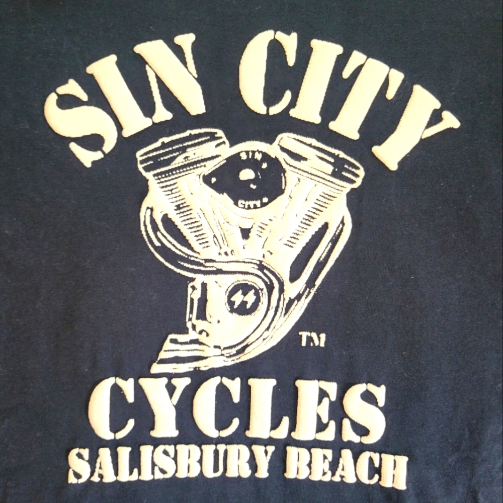 Men's XL Sin City Cycles Raised Graphic  T-shirt
